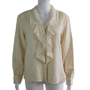 Hopeless Romantic Victoria Trading Co. Cotton Gauze Ruffle Blouse Size Medium